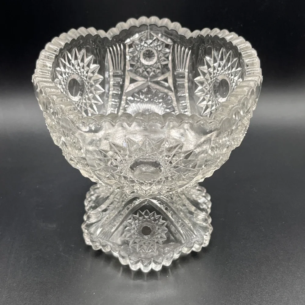 EAPG Clear‎ Pressed Glass Miniature Childs Punch Bowl Starburst Candy Dish 4.5